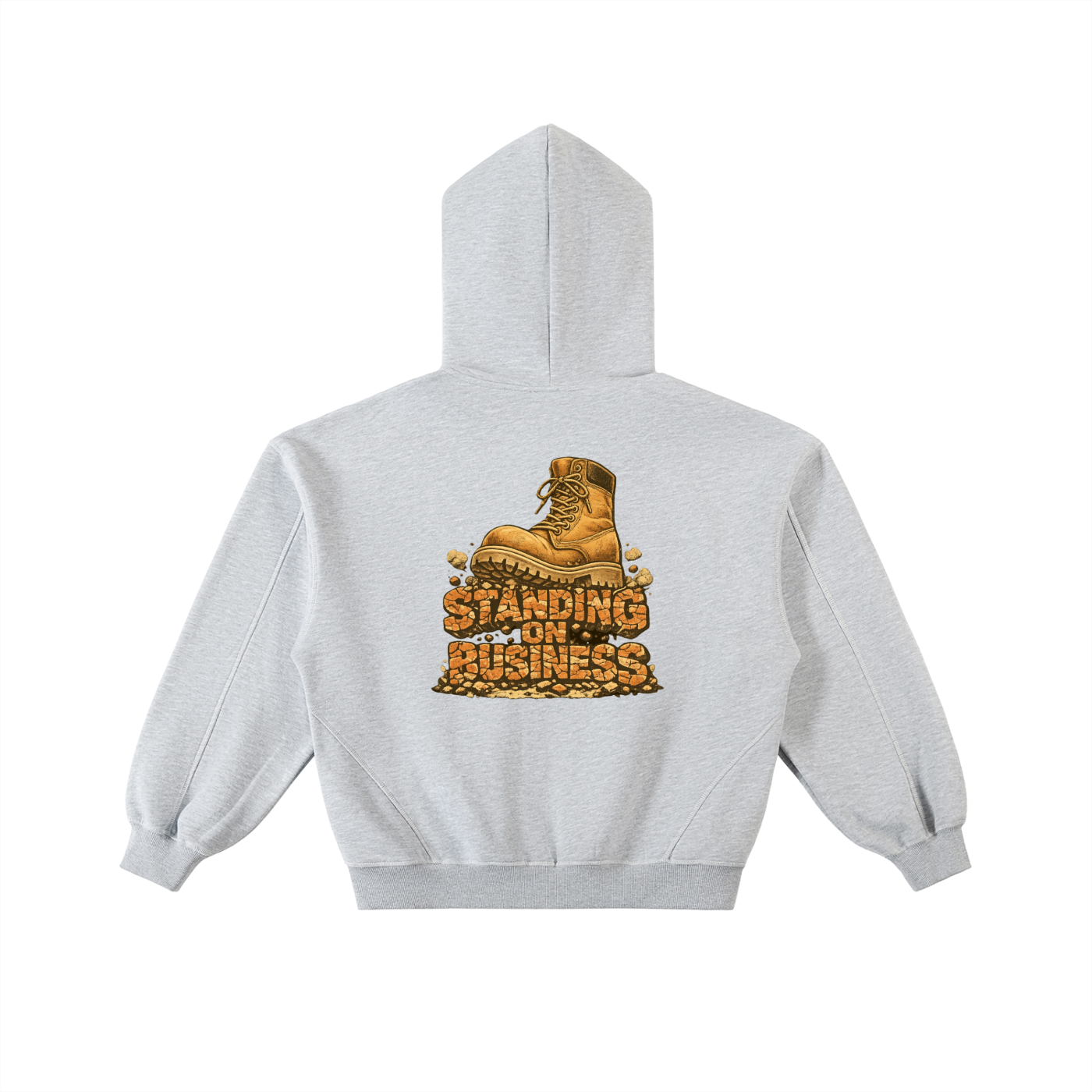Contrast-Stitched Boxy Fleece Zip Hoodie
