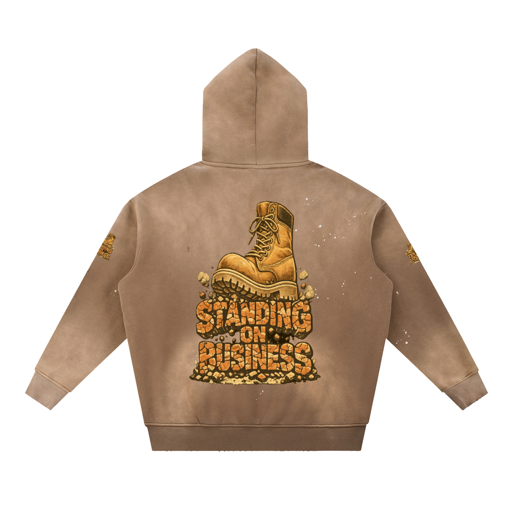 Vintage Washed Frayed Fleece Hoodie