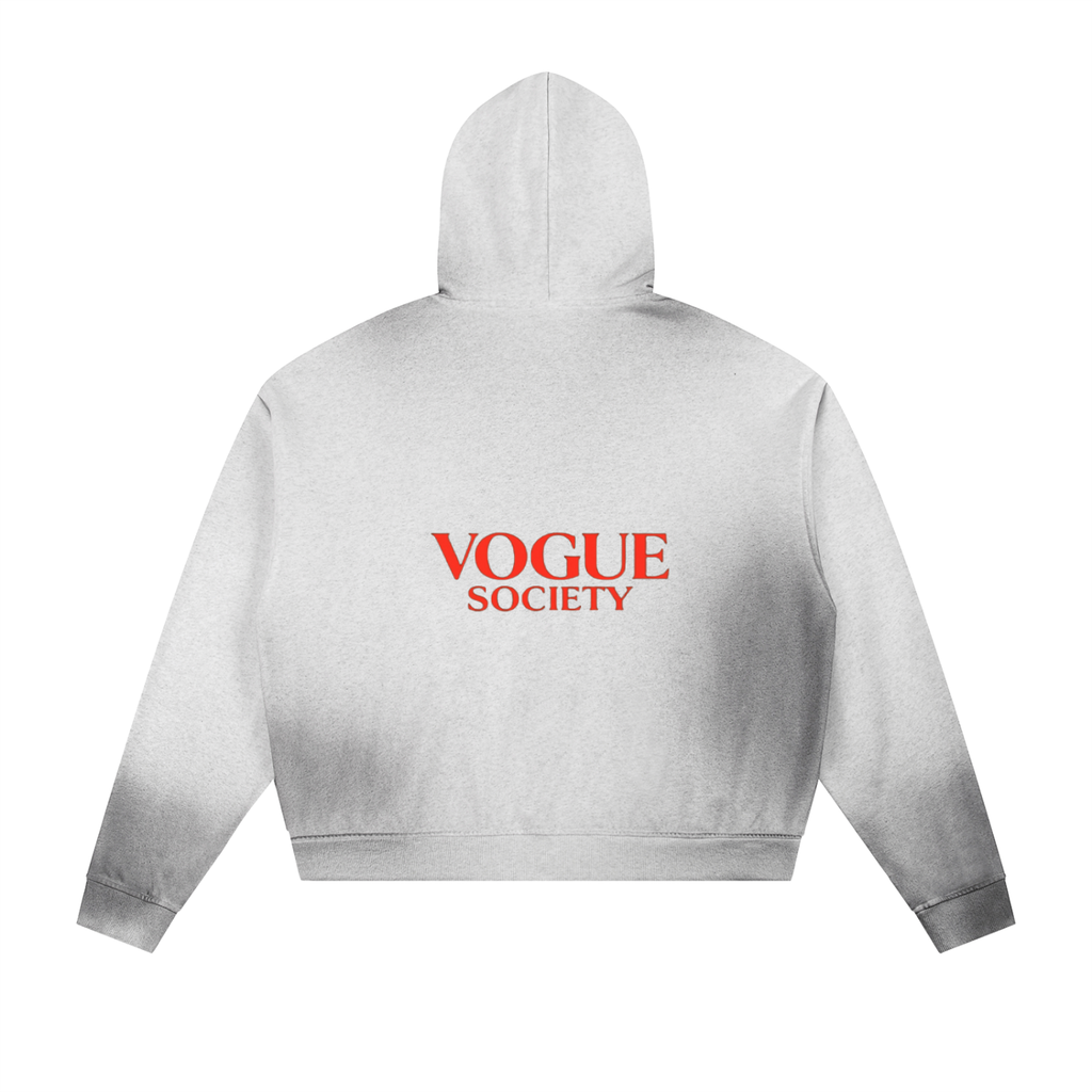 Sun Fade Frayed Raw Edge Fleece Zip Hoodie