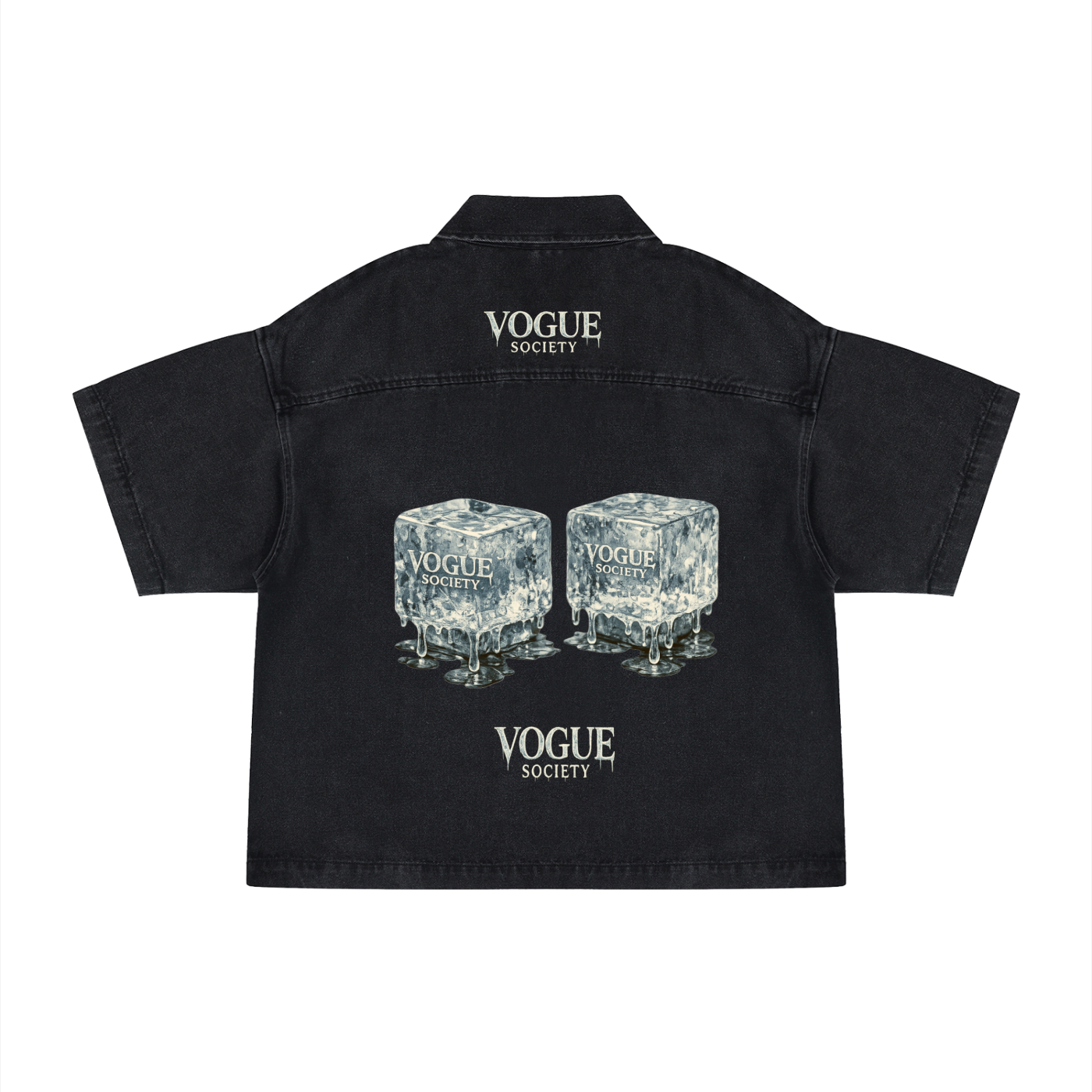 Unisex Vintage Wash Boxy Quarter-Zip Denim Shirt
