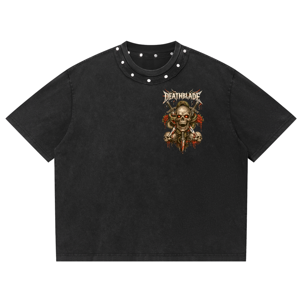 Unisex Washed Boxy Studded T-Shirt
