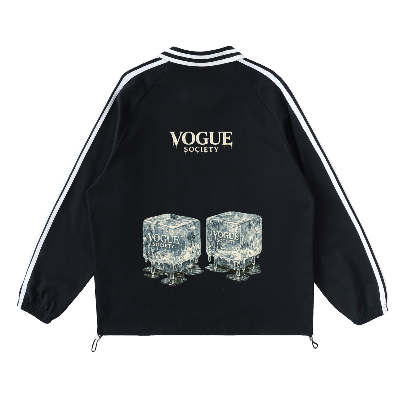 Contrast Striped Lapel Collar Sweatshirt