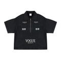 Unisex Vintage Wash Boxy Quarter-Zip Denim Shirt