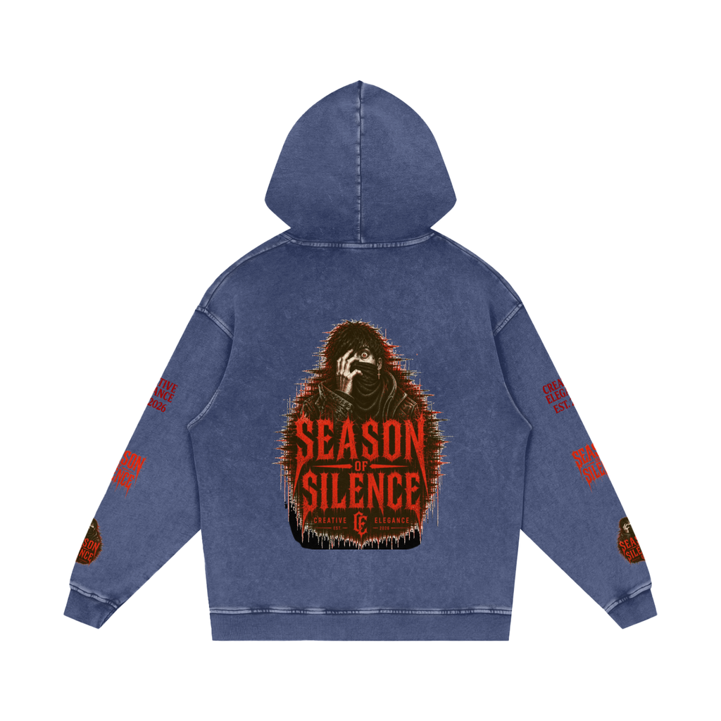 Snow Washed Loose Cotton Hoodie