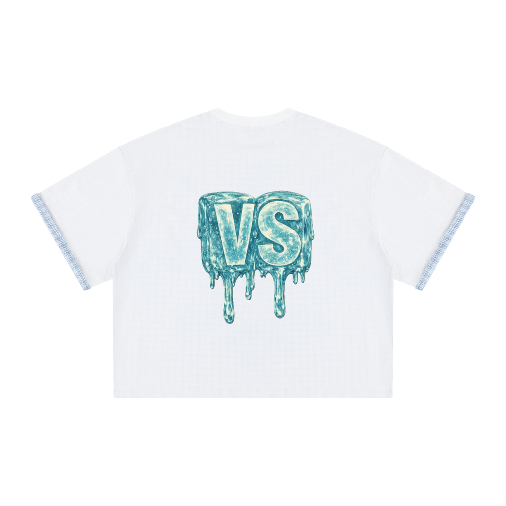 Unisex Boxy Plaid-Lined Double-Face T-Shirt
