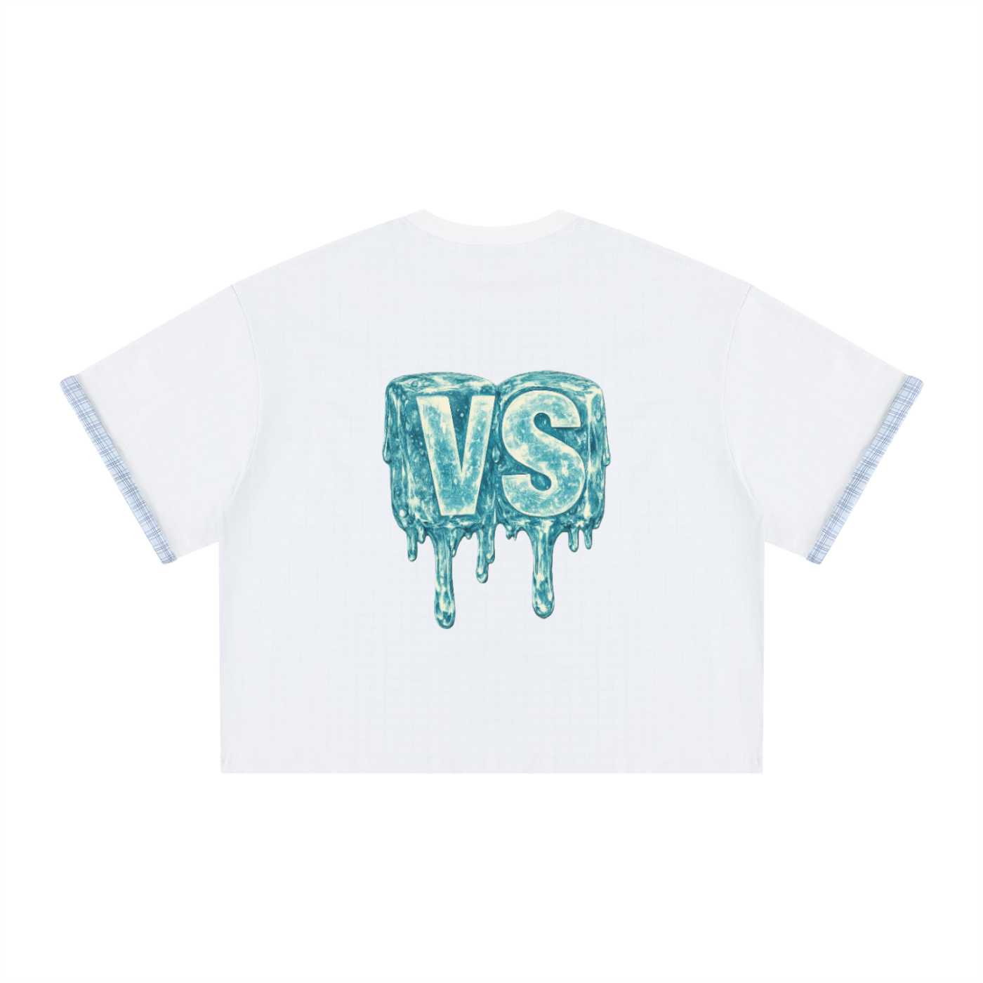 Unisex Boxy Plaid-Lined Double-Face T-Shirt