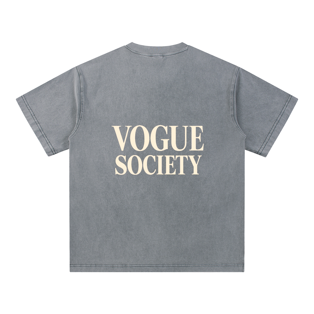 Snow Washed V-Neck Cotton T-Shirt