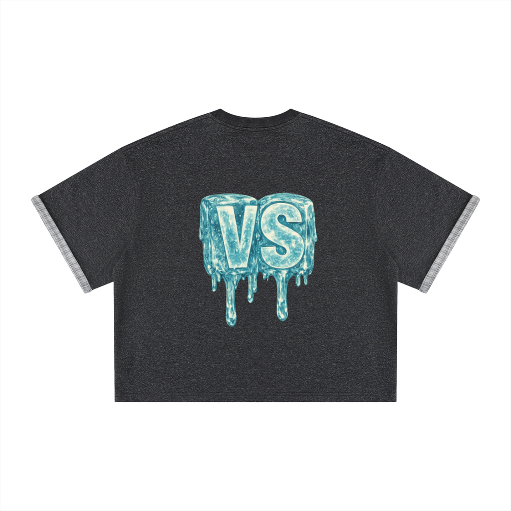 Unisex Boxy Plaid-Lined Double-Face T-Shirt