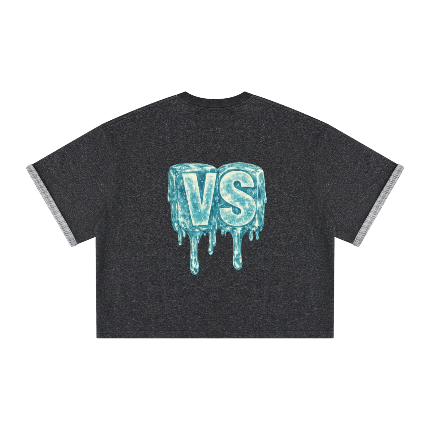 Unisex Boxy Plaid-Lined Double-Face T-Shirt