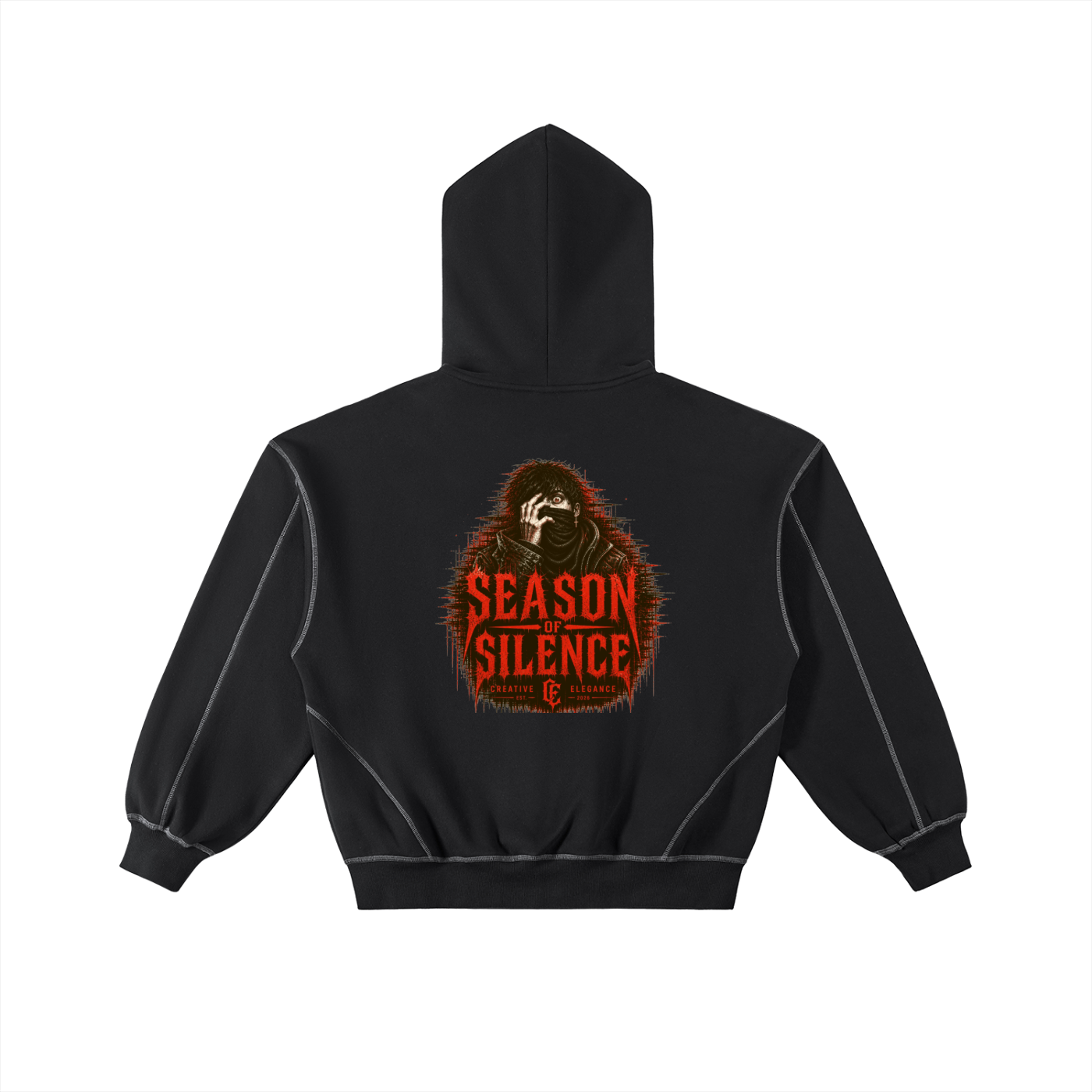 Contrast-Stitched Boxy Fleece Zip Hoodie