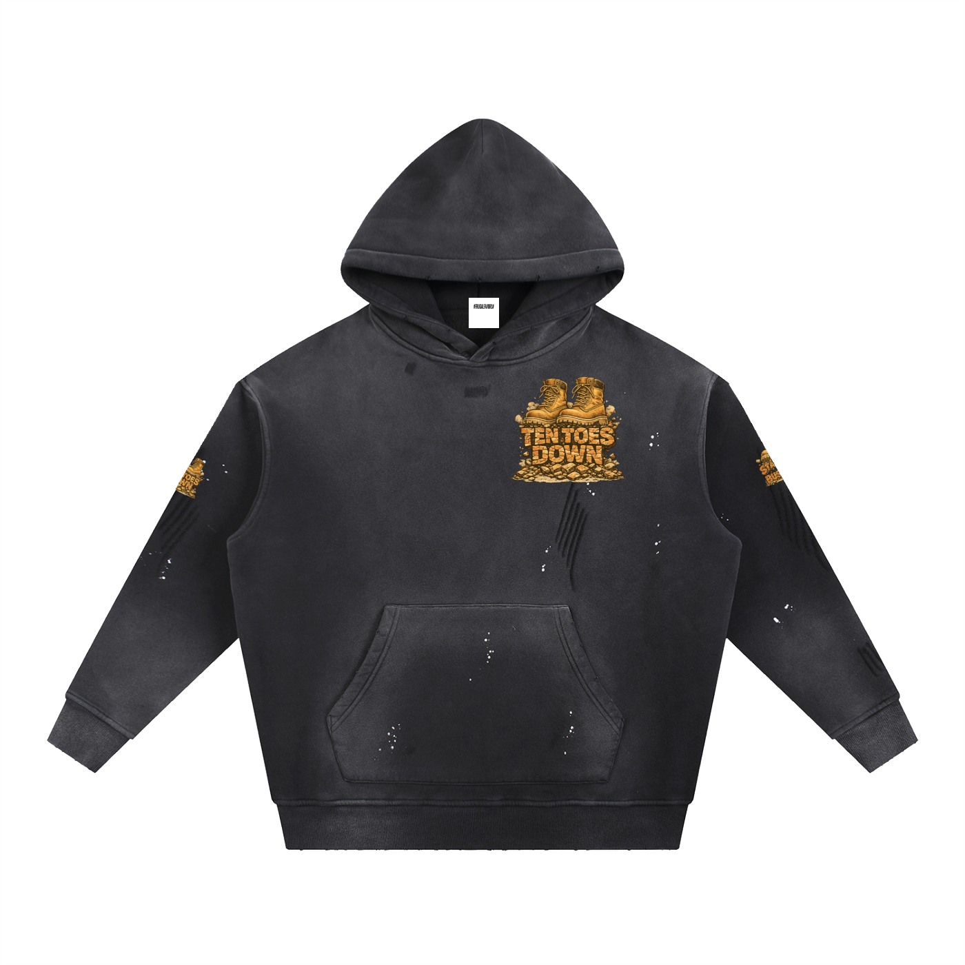 Vintage Washed Frayed Fleece Hoodie