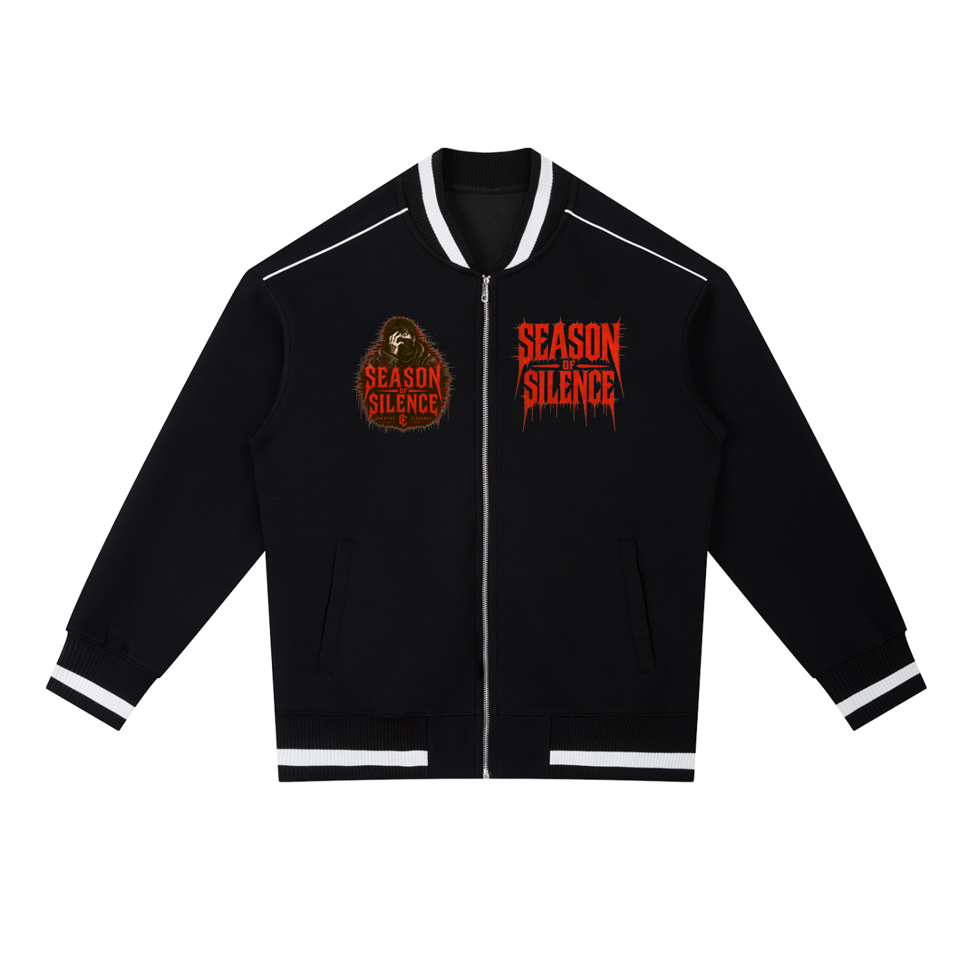 Contrast Piping Zip Bomber Jacket