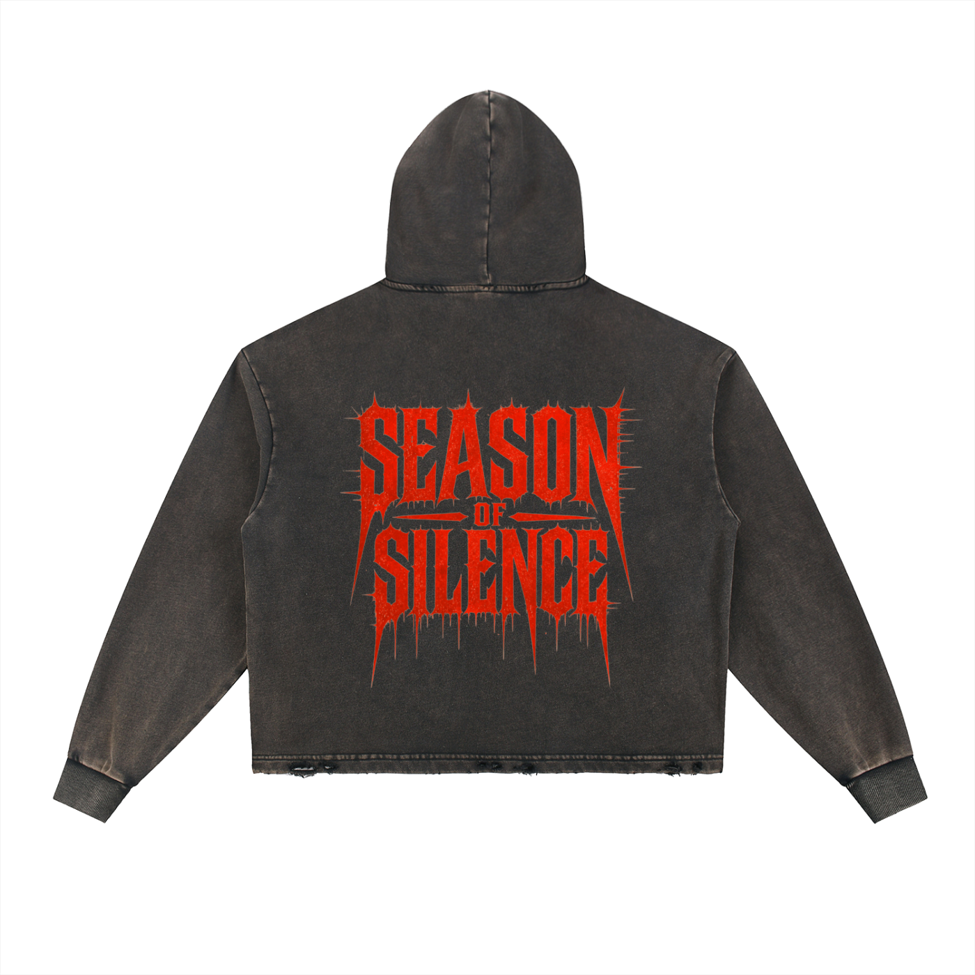 Vintage Washed Frayed-Hem Hoodie