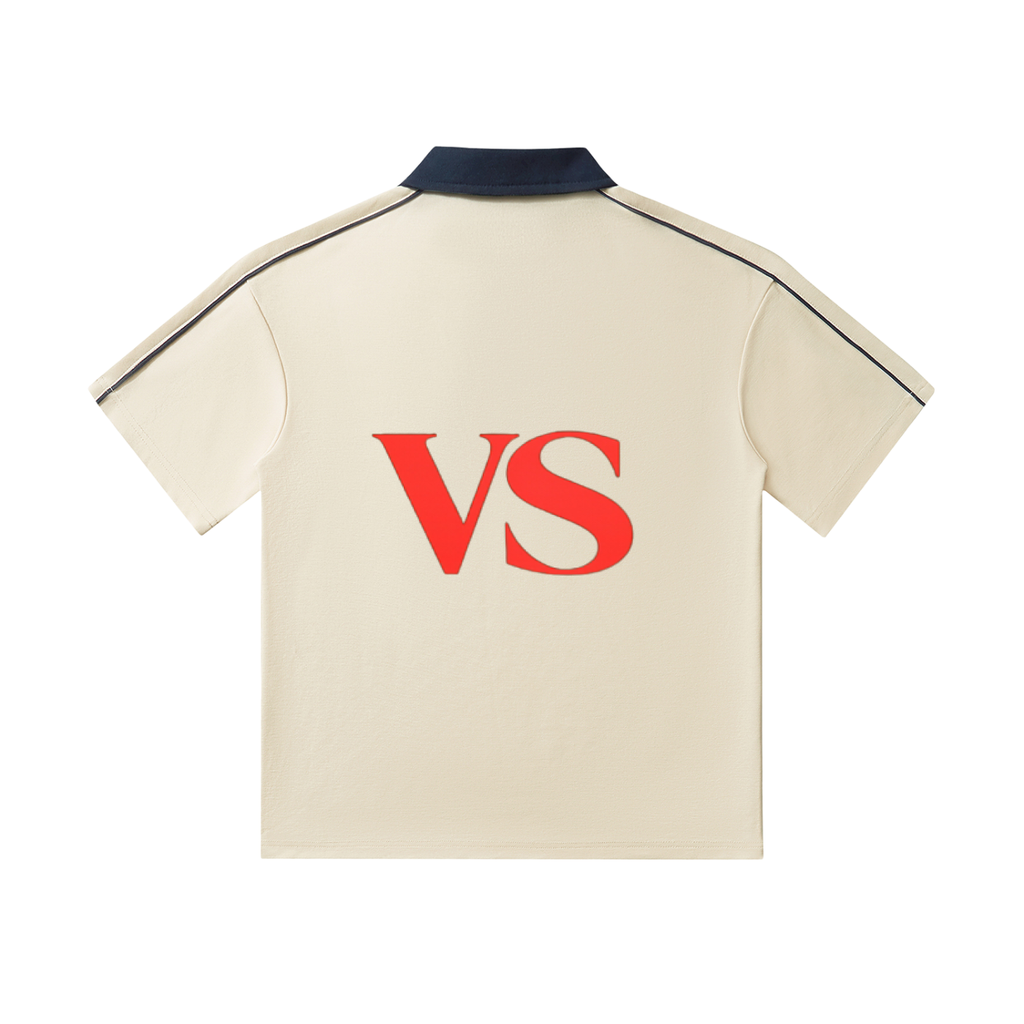 Contrast Collar Short-Sleeve Polo Shirt