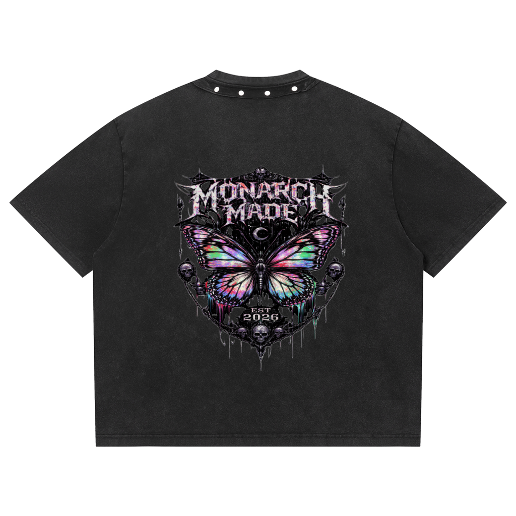 Unisex Washed Boxy Studded T-Shirt