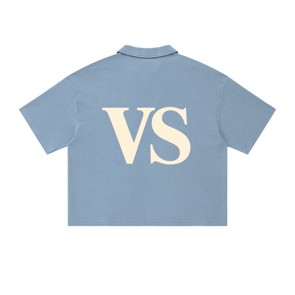 Unisex Vintage Wash Waffle Boxy Polo Shirt