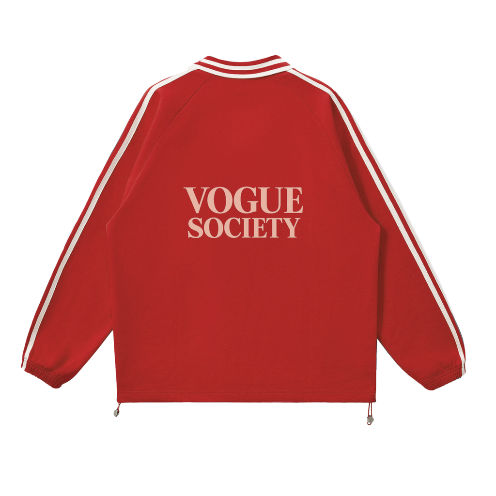 Contrast Striped Lapel Collar Sweatshirt