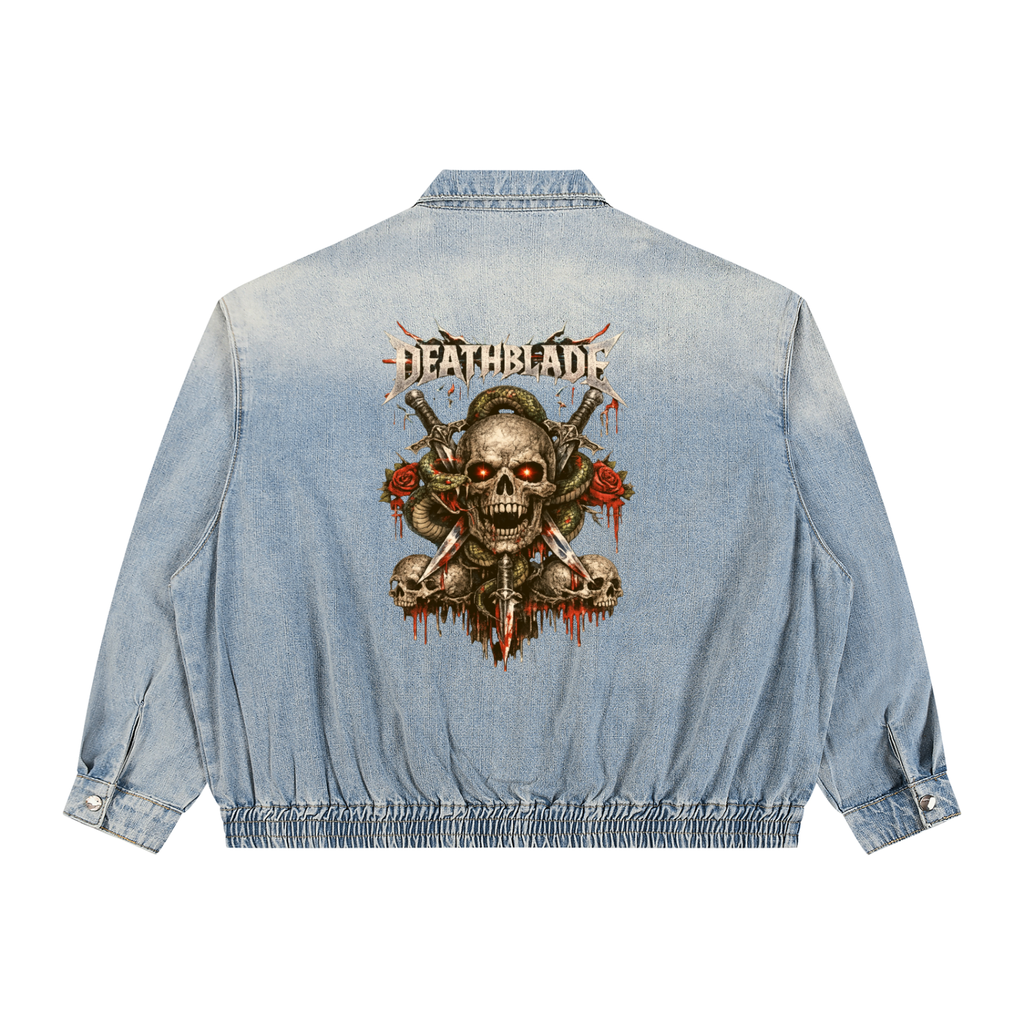 Unisex Vintage Wash Full-Zip Denim Jacket