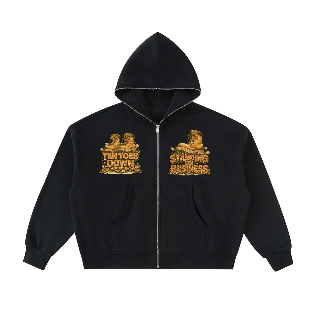 Fleeced Full-Zip Boxy Hoodie