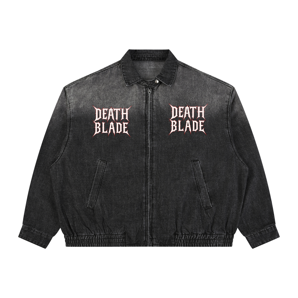 Unisex Vintage Wash Full-Zip Denim Jacket