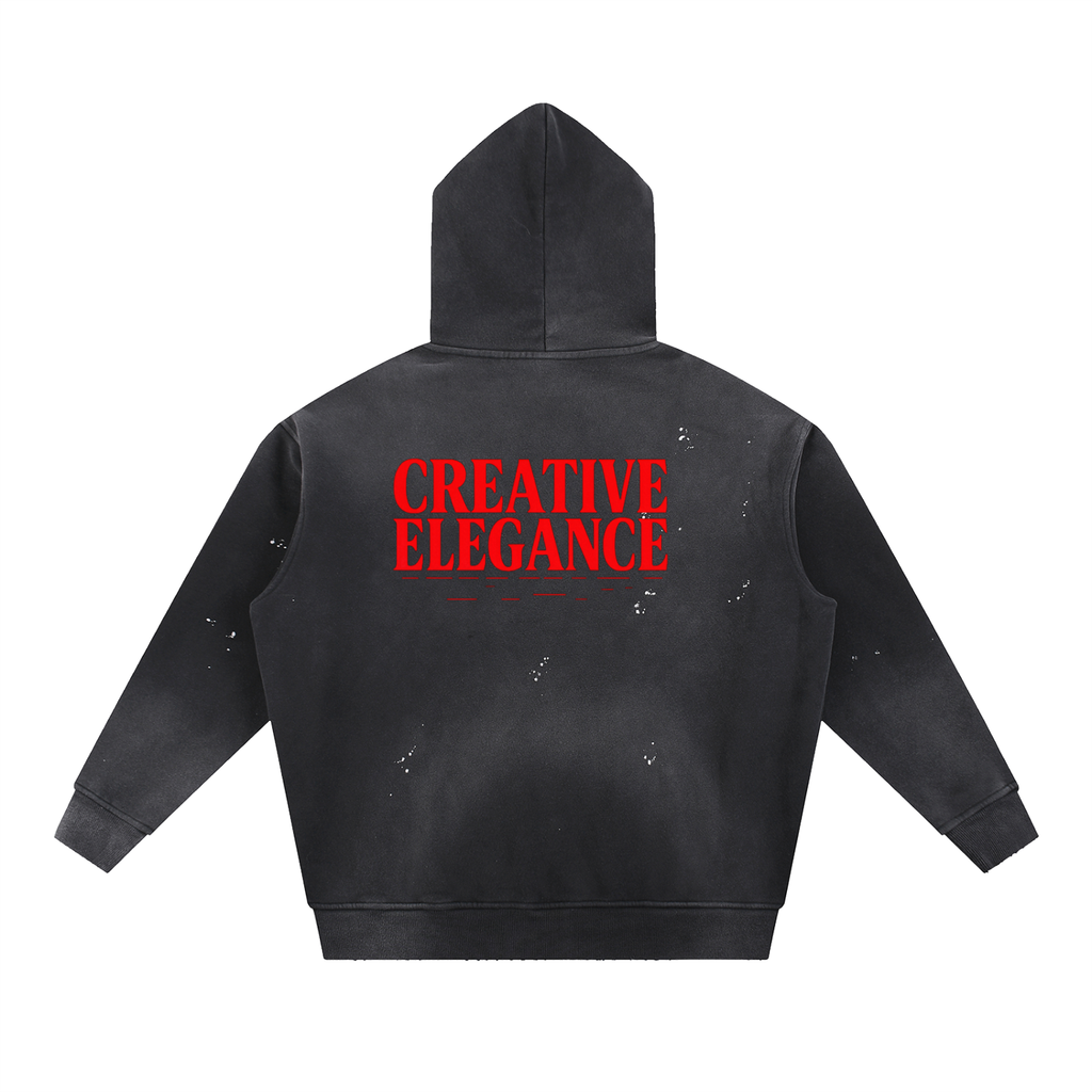 Vintage Washed Frayed Fleece Hoodie