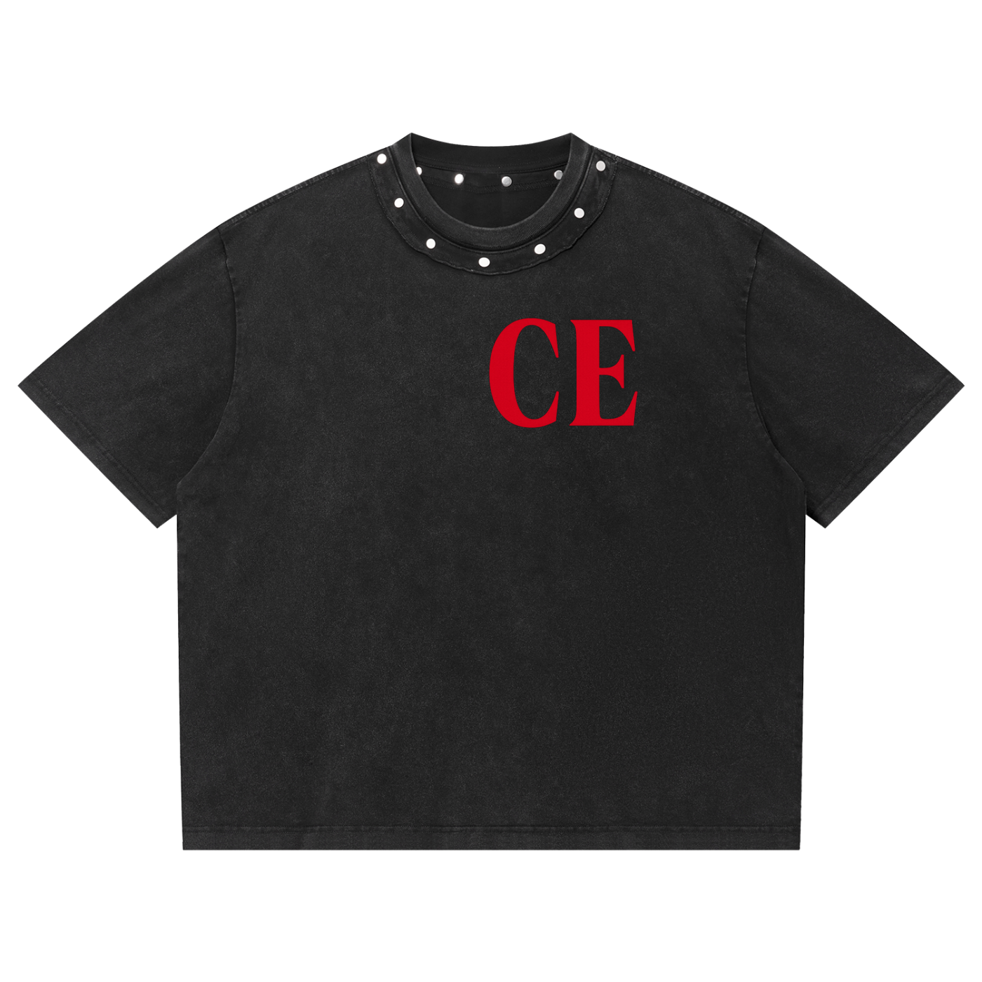Unisex Washed Boxy Studded T-Shirt