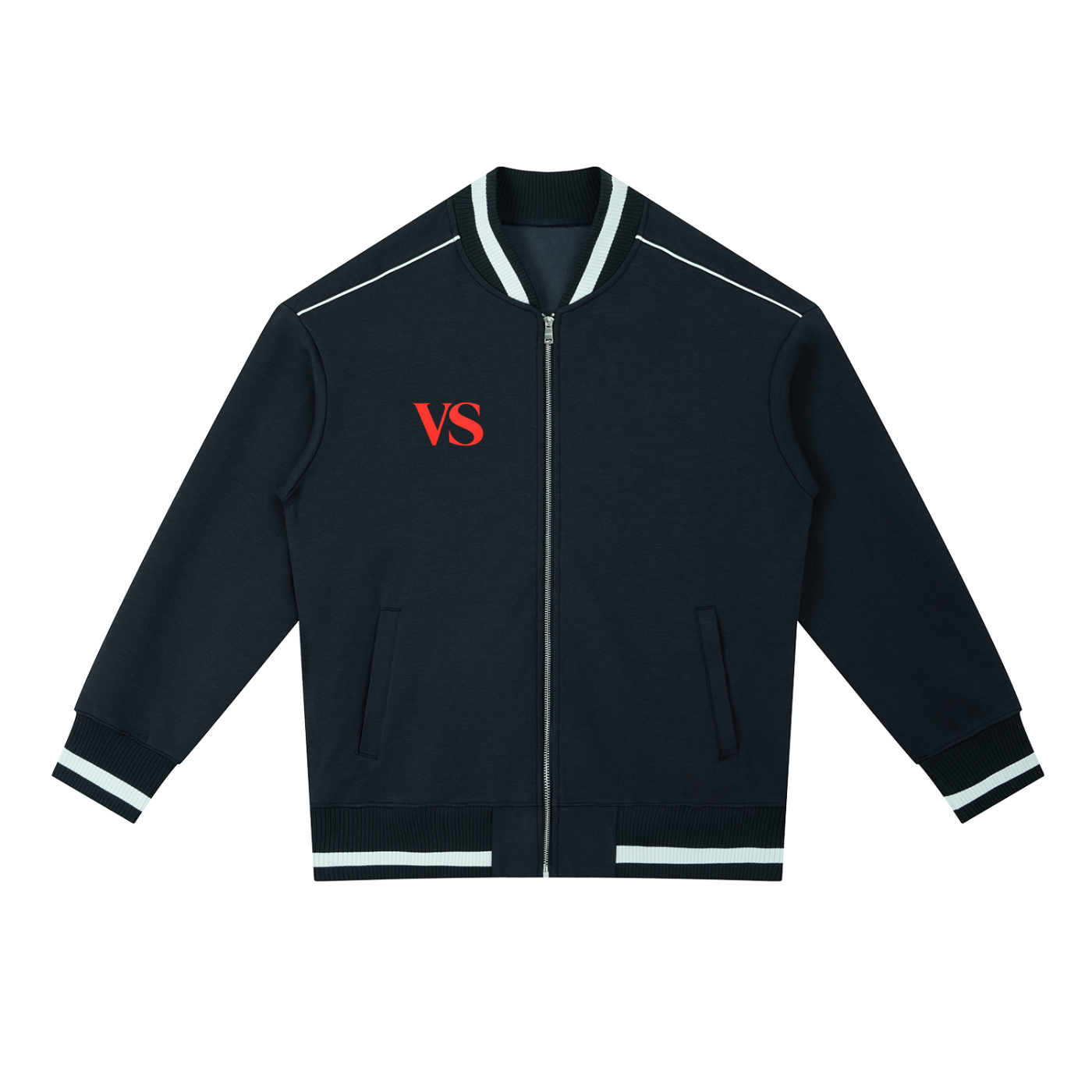 Contrast Piping Zip Bomber Jacket