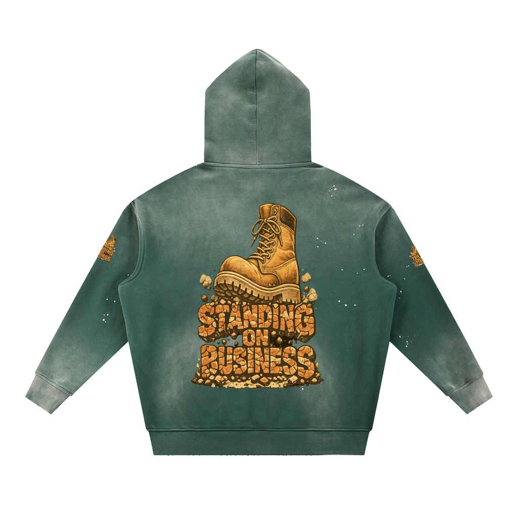 Vintage Washed Frayed Fleece Hoodie