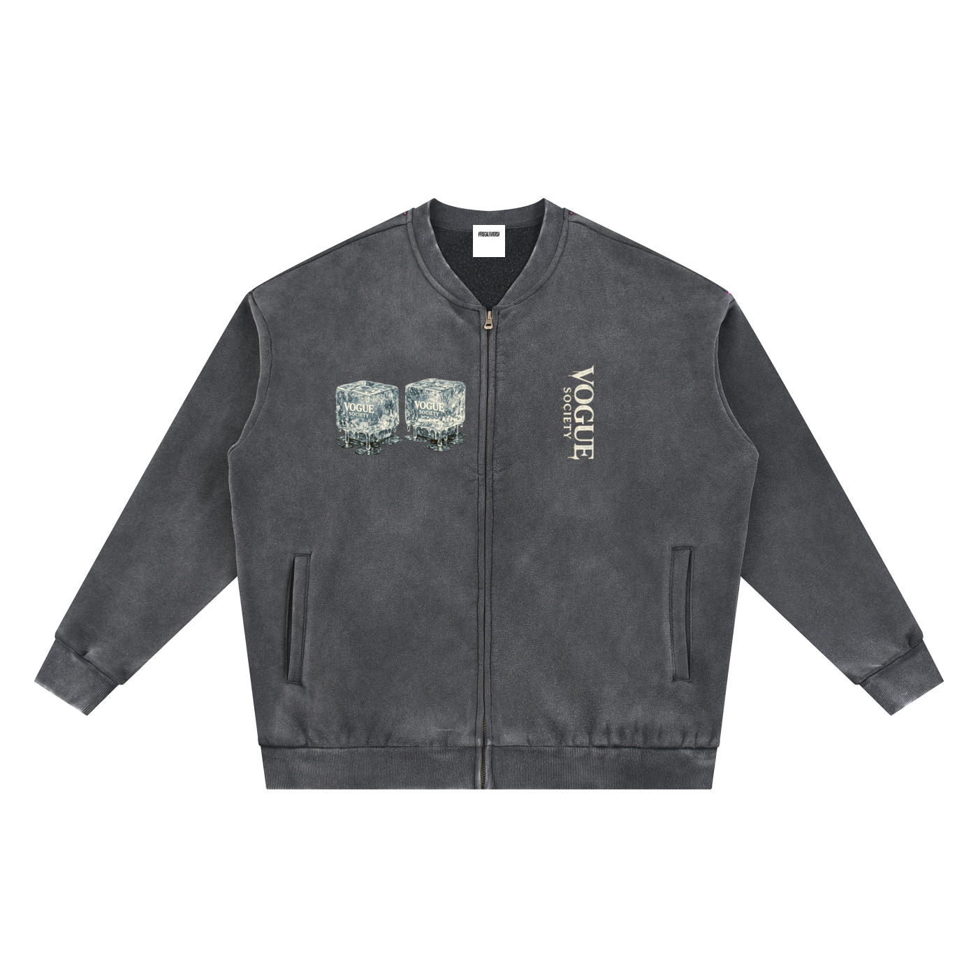 Vintage Washed Fleece Baseball Jacket