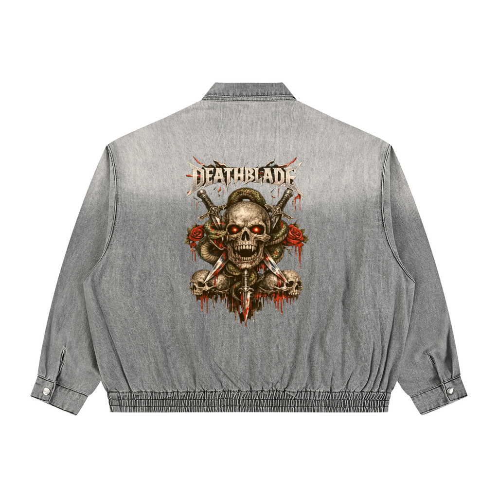 Unisex Vintage Wash Full-Zip Denim Jacket
