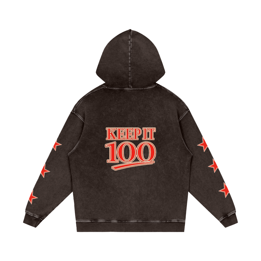 Snow Washed Loose Cotton Hoodie
