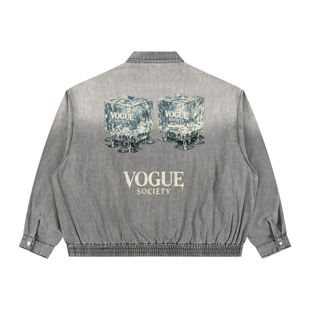 Unisex Vintage Wash Full-Zip Denim Jacket