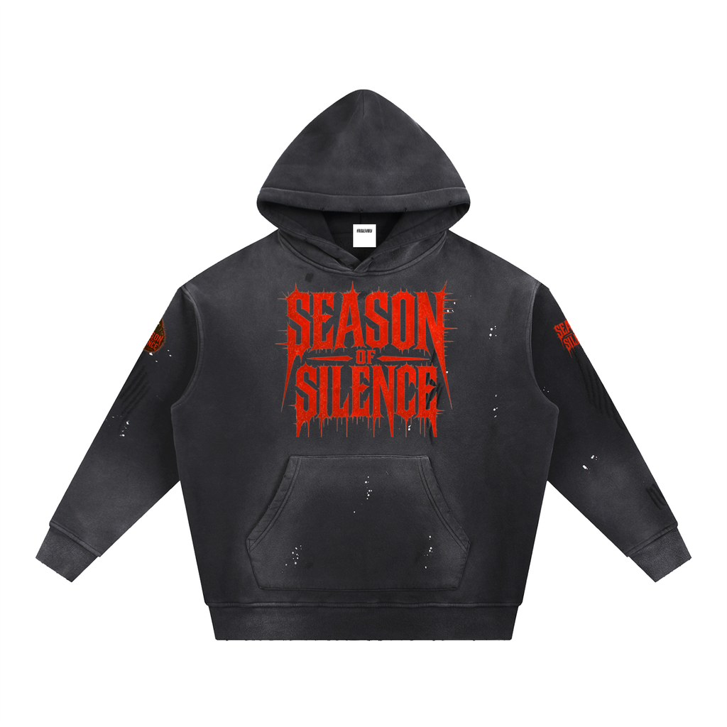 Vintage Washed Frayed Fleece Hoodie