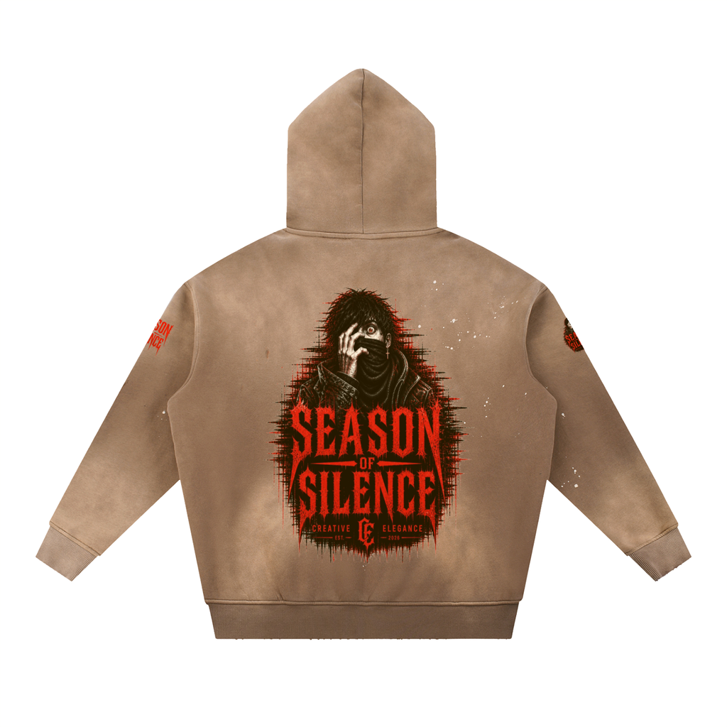 Vintage Washed Frayed Fleece Hoodie