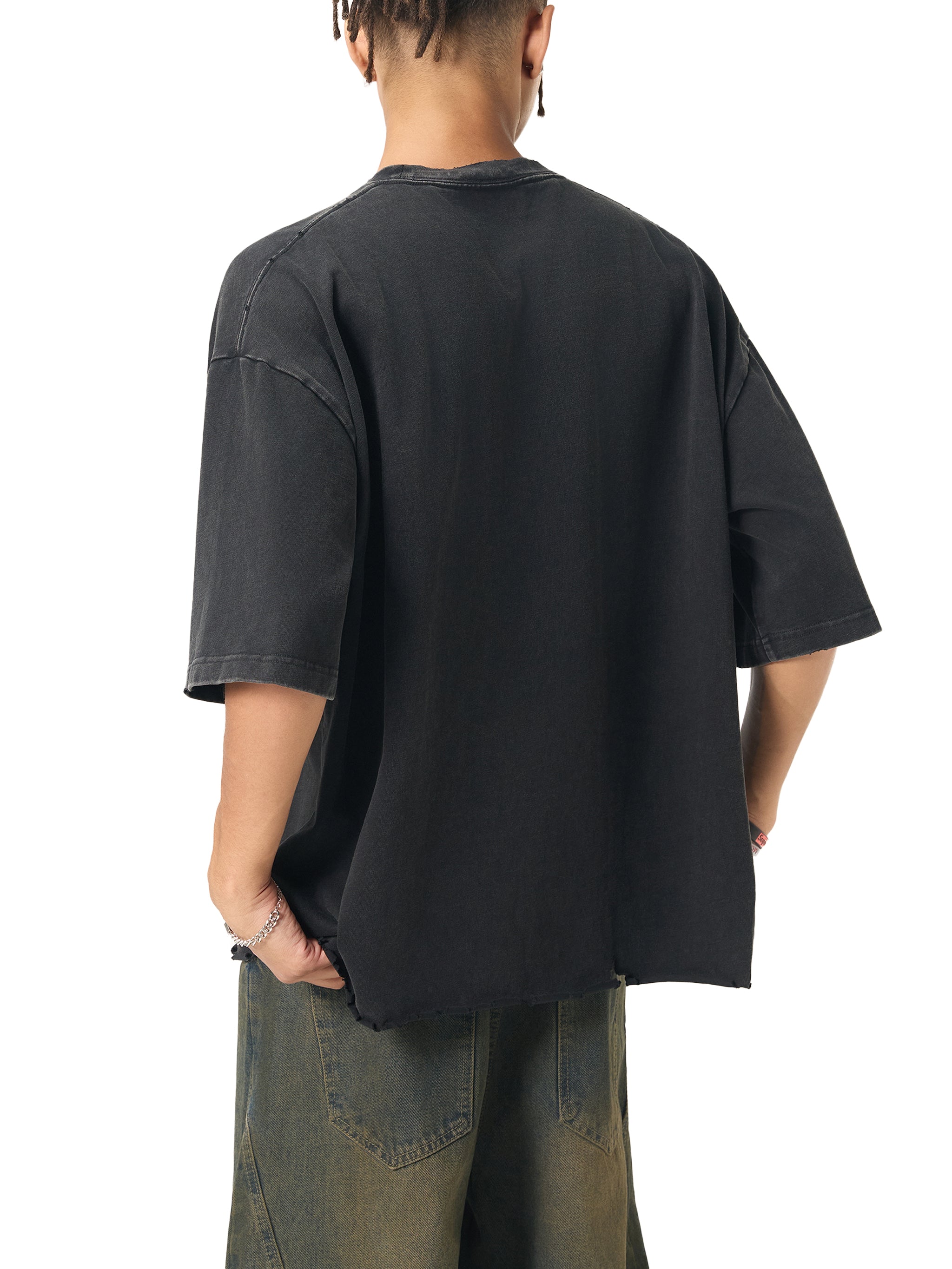 Snow Wash Raw-Hem Boxy T-shirt