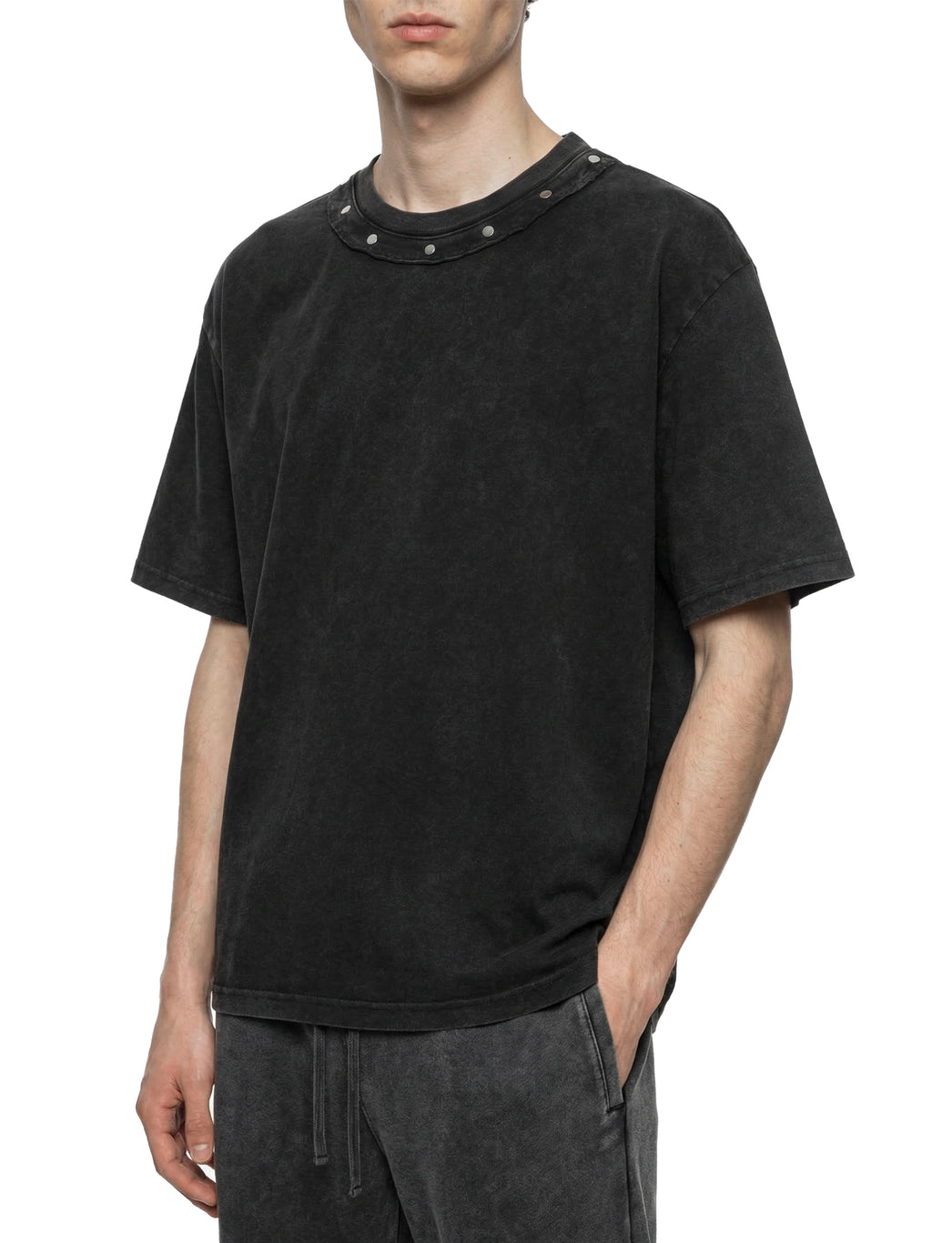 Unisex Washed Boxy Studded T-Shirt