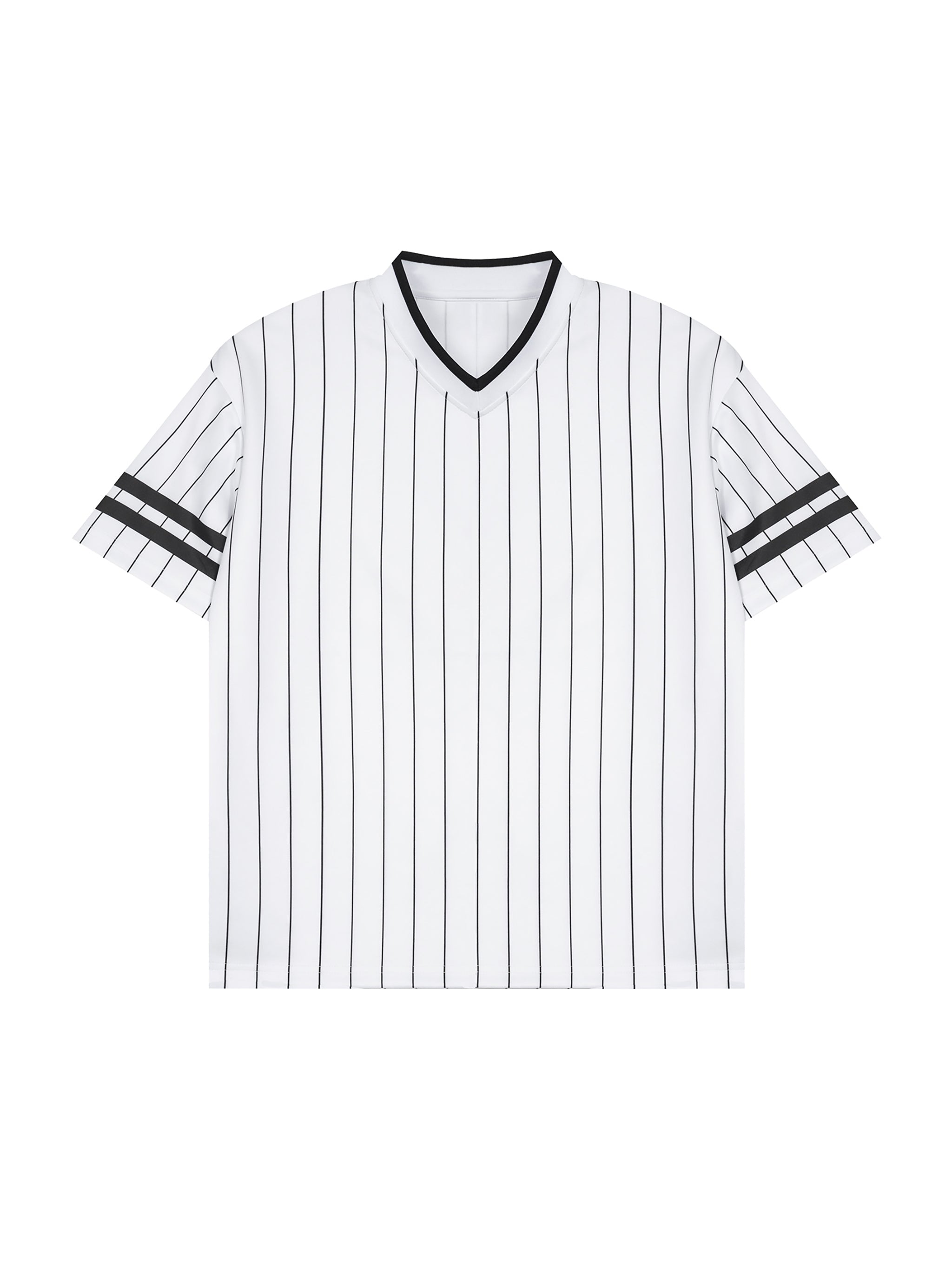 Unisex Striped Loose V-Neck T-Shirt