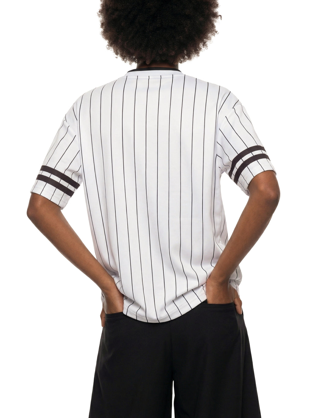 Unisex Striped Loose V-Neck T-Shirt