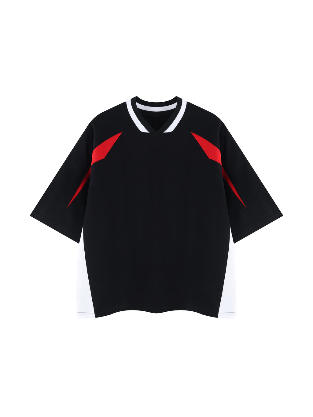Unisex Oversized Color Block V-Neck T-Shirt