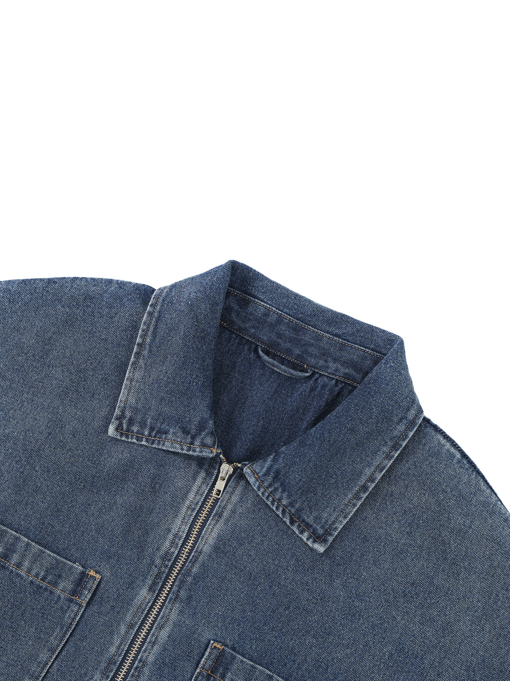 Unisex Vintage Wash Boxy Quarter-Zip Denim Shirt